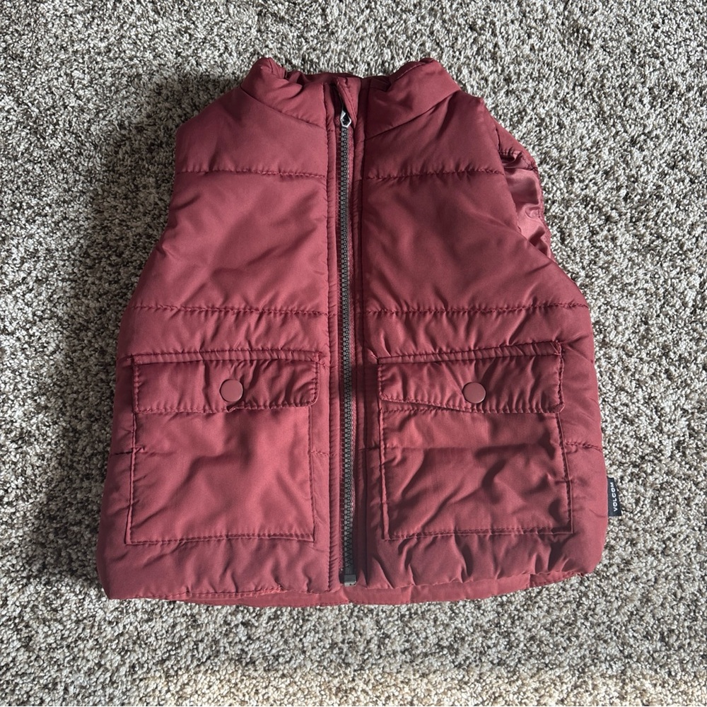 Volcom Baby Puffer Vest Toddler 18M Burgundy Zip Front Insulated